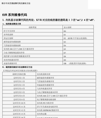 海尔柜机空调E1故障分析及维修方法（掌握E1故障原因）